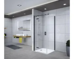 Drehtür für Seitenwand Breuer Panorama 1200x2000 mm Anschlag links Dekorglas Intima schwarz