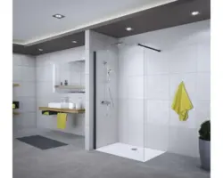 Raumdusche Breuer Panorama 1200x2000 mm Dekorglas Terrazzo Weiß schwarz