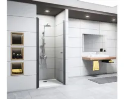 Drehtür für Nische Breuer Elana 6 750x2000 mm Anschlag links Dekorglas Intima schwarz
