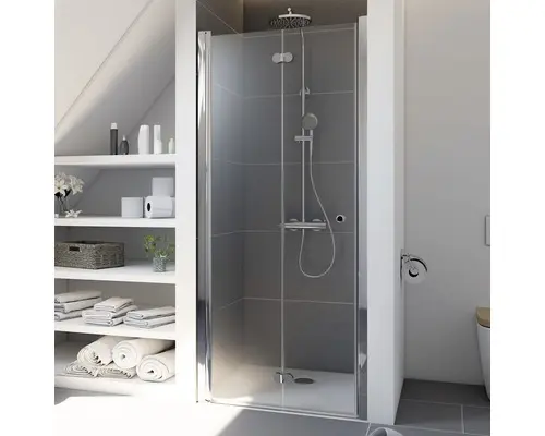 Drehfalttür für Nische Breuer Elana Komfort 1000x2000 mm Anschlag links Echtglas Klar hell chromoptik