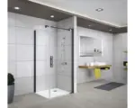 Hornbach Duschseitenwand für Drehtür Breuer Europa Design 900x1968 mm Anschlag links Dekorglas Intima schwarz