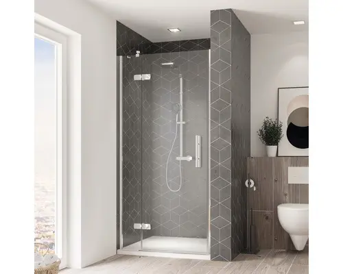 Drehtür für Nische Breuer Avanta 800x2000 mm Festteil links Echtglas Klar hell chromoptik