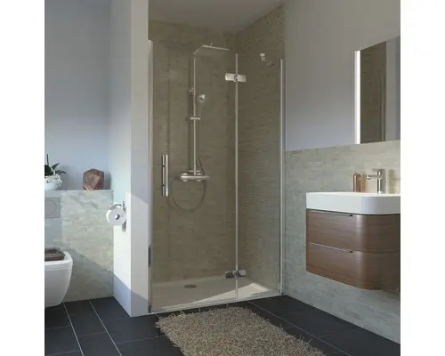 Drehtür für Nische Breuer Avanta 1200x2000 mm Festteil rechts Dekorglas Intima chromoptik