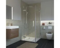 Eckeinstieg mit Drehtür Breuer Avanta 750x800x2000 mm Dekorglas Intima chromoptik