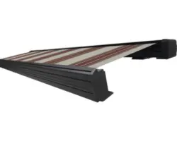 SOLUNA Kassettenmarkise Exquisit 5,5x2,5 Stoff Dessin 8783 Gestell DB703 dunkelgrau Antrieb rechts inkl. Motor und Wandschalter