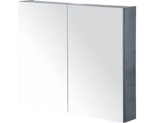 Spiegelschrank Sanox 2-türig 80x13x65 cm Beton anthrazit