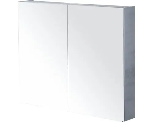 Spiegelschrank Sanox 2-türig 80x13x65 cm Beton anthrazit mit doppelseitige Spiegeltüre