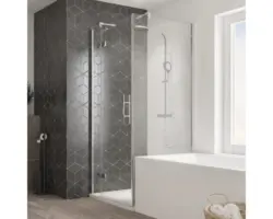 Verkürzte Seitenwand für Drehtür Breuer Avanta 900x1750 mm Dekorglas Grau chrom