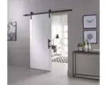 Hornbach Intersteel Schiebetür-Komplettset Pure Barn Door Basic schwarz 93x211,5 cm inkl. Türblatt weiß, Schiebetürbeschlag Basic und Griff-Set