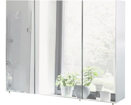 Spiegelschrank Möbelpartner Basic 3-türig 100x16x70 cm weiß hochglanz