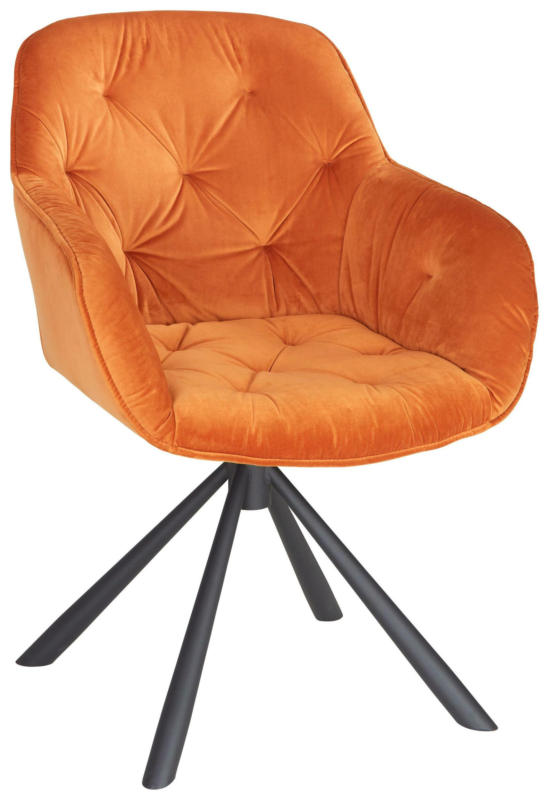 Armlehnstuhl aus Samt in Orange