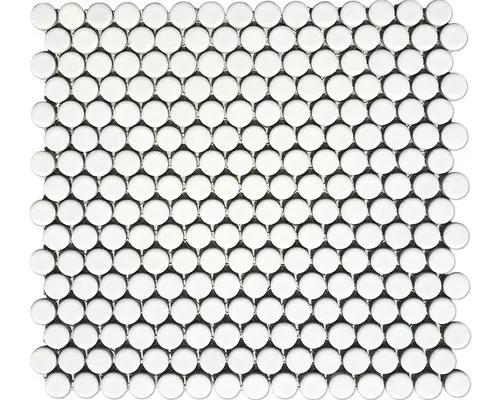 Keramikmosaik Knopf 30,5x32,0 cm weiß