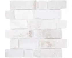 Natursteinmosaik XMS549N 32,7x30,7 cm weiß matt