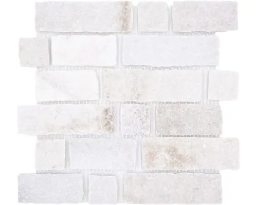 Natursteinmosaik XMS549N 32,7x30,7 cm weiß matt