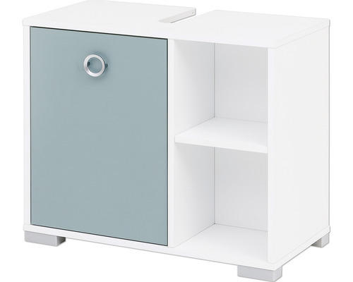 Waschtischunterschrank Möbelpartner Kimi WBU 650 57,5x65,3x33 cm ohne Waschbecken kreideweiß/taubenblau