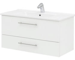 Badmöbel-Set Möbelpartner Basic WT1000 52,5x100x45,5 cm mit Keramikwaschbecken weiß glänzend