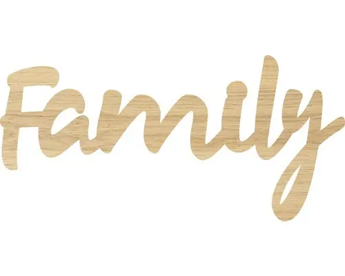 Schriftzug Family Eiche 76x29 cm