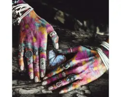 Glasbild Colourful Witch 20x20 cm