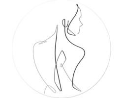 Glasbild rund Line Art Woman Ø 20 cm