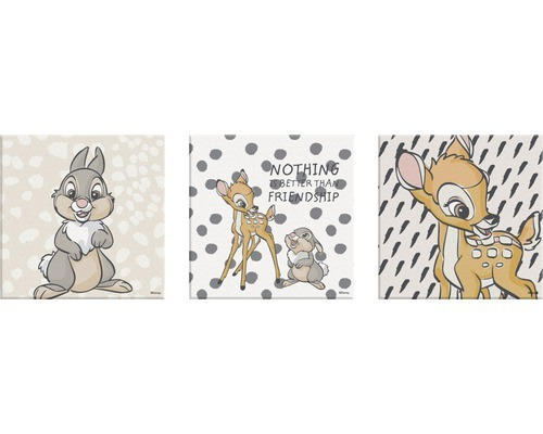 Leinwandbild Disney Bambi Echte Freund 3er-Set 3x 30x30 cm