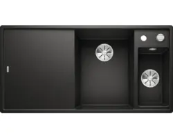 Spüle Blanco Axia III 6 S rechts 510x1000 mm mit Esche-Compound-Brückenschneidbrett schwarz