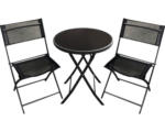 Hornbach Dining-Set Gartenmöbelset Loungeset Garden Place Finja 2 -Sitzer bestehend aus: Tisch, 2 Stühle Glas Metall schwarz