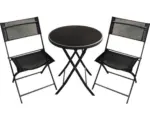 Hornbach Dining-Set Gartenmöbelset Loungeset Garden Place Finja 2 -Sitzer bestehend aus: Tisch, 2 Stühle Glas Metall schwarz