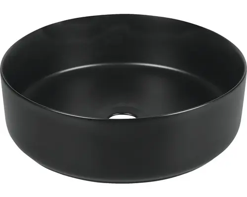 Aufsatzwaschbecken Mira rund 36 cm schwarz matt