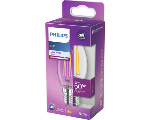 LED Lampe Philips E14/6,5W(60W) 806 lm 4000 K Kerzenform Neutralweiß