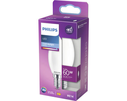 LED Lampe Philips E14/6,5W(60W) 806 lm 6500 K Kerzenform Tageslichtweiß