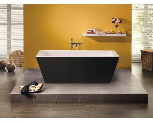 Rechteckbadewanne Ottofond Comino 79,5x179,5 cm schwarz weiß glatt