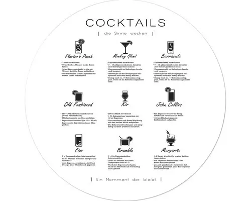 Glasbild rund Different Cocktails Ø 30 cm