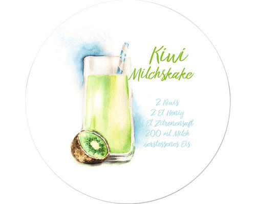 Glasbild rund Kiwi Shake Ø 20 cm