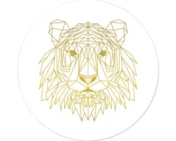 Glasbild rund Gold Polygon Lion Ø 50 cm