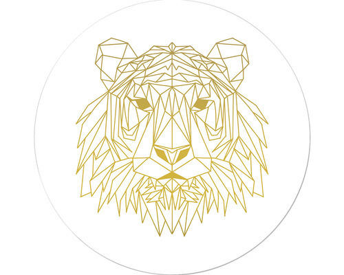 Glasbild rund Gold Polygon Lion Ø 50 cm