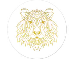 Glasbild rund Gold Polygon Lion Ø 20 cm