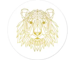 Glasbild rund Gold Polygon Lion Ø 20 cm