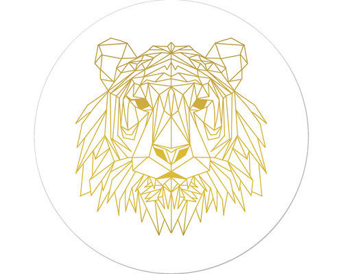 Glasbild rund Gold Polygon Lion Ø 20 cm