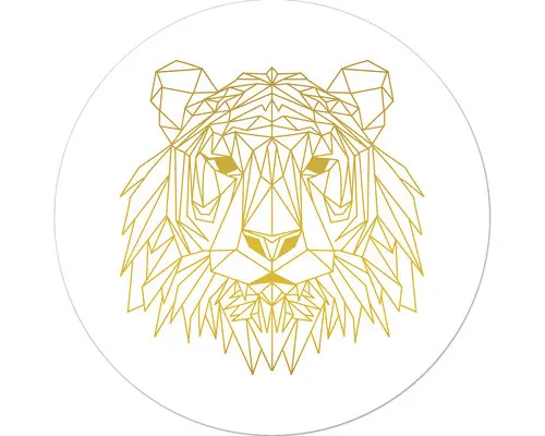 Glasbild rund Gold Polygon Lion Ø 20 cm