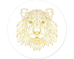 Glasbild rund Gold Polygon Lion Ø 30 cm