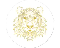 Glasbild rund Gold Polygon Lion Ø 30 cm