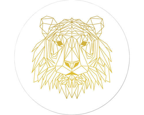 Glasbild rund Gold Polygon Lion Ø 30 cm