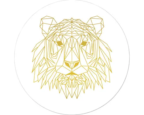 Glasbild rund Gold Polygon Lion Ø 30 cm