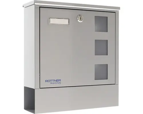 Wandbriefkasten Rottner Lago Silver 305x330x97 mm edelstahl