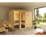 Hornbach Elementsauna Weka Varberg Eck GTF inkl. 7,5 kW Bio Ofen u.digitaler Steuerung mit Fenster und graphitfarbiger Ganzglastüre