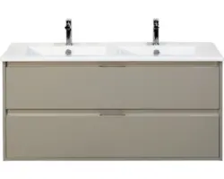 Waschbeckenunterschrank Sanox Porto Keramik 57x121x51 cm mit Doppel-Keramikwaschbecken kieselgrau