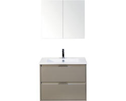 Badmöbel-Set Sanox Porto Keramik 170x71x51 cm Keramikwaschbecken cubanit grey mit Spiegelschrank