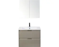 Badmöbel-Set Sanox Porto Keramik 170x71x51 cm Keramikwaschbecken cubanit grey mit Spiegelschrank