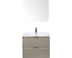 Badmöbel-Set Sanox Porto Keramik 170x71x51 cm Keramikwaschbecken cubanit grey mit Spiegel