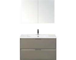 Badmöbel-Set Sanox Porto Keramik 170x91x51 cm Keramikwaschbecken cubanit grey mit Spiegelschrank